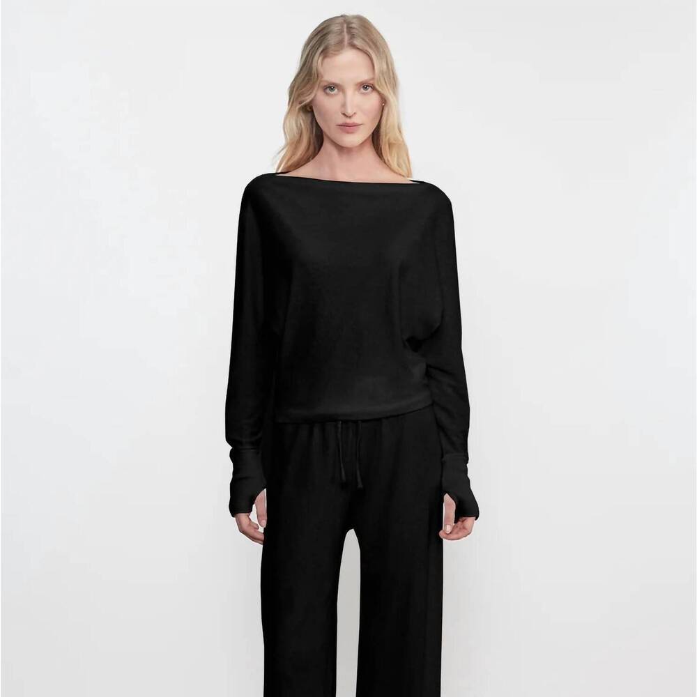 NEW ENZA COSTA jersey dolman top in black enza costa